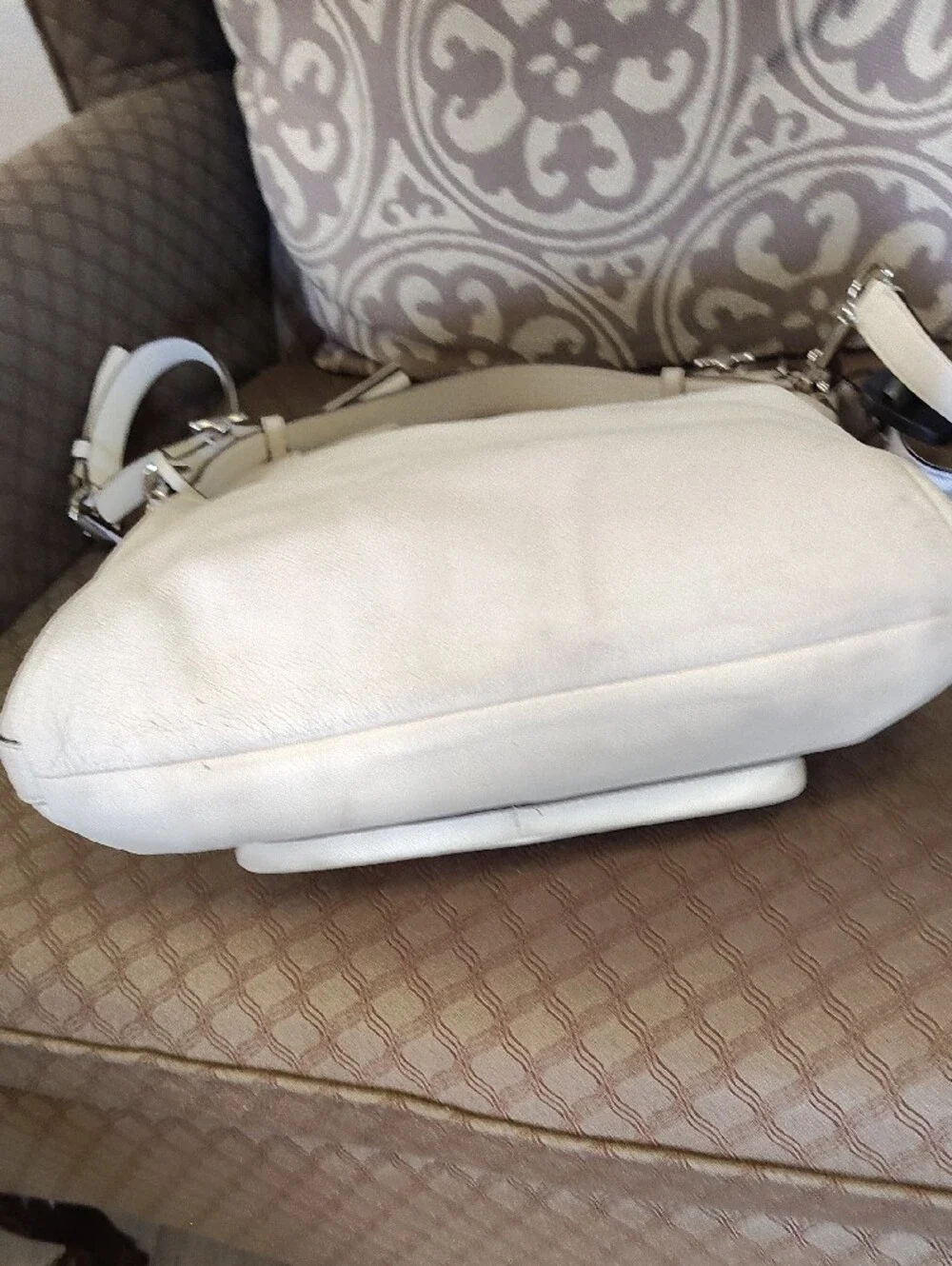 Coach Cream Leather Shoulder Hobo with Tassel